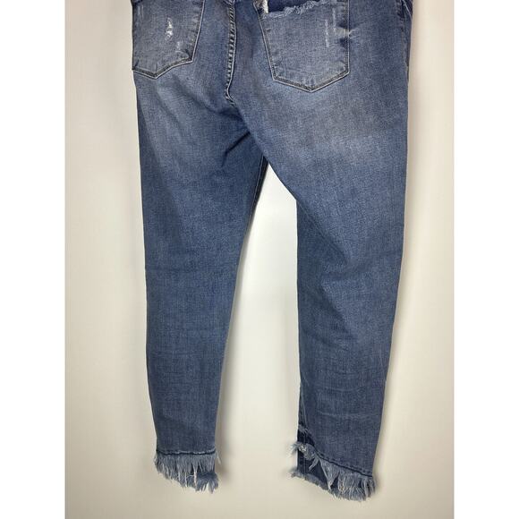 KanCan Distressed Mid Rise Ankle Skinny Jeans Stretch Denim Frayed Hem Size 15 - Picture 8 of 13